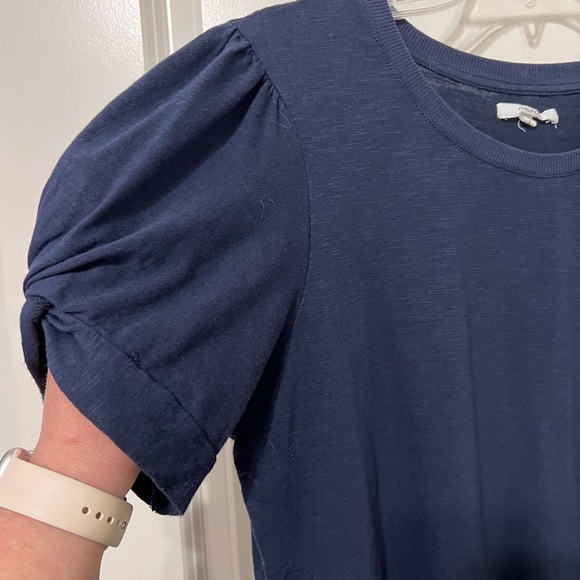 Navy Blue Puff Sleeve Top - Picture 2 of 3
